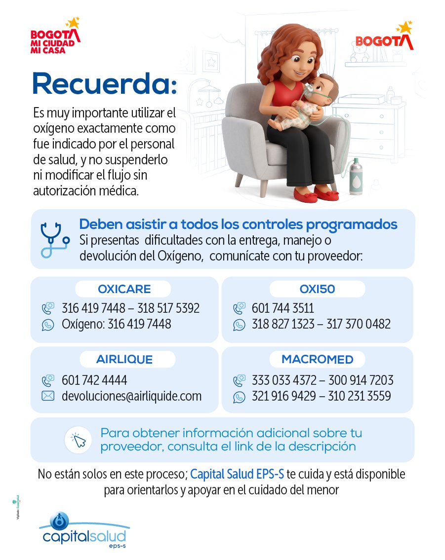 Capitalsalud's tweet photo. 🩺Recuerda que el oxígeno también hace parte del tratamiento médico, si requieres orientación o asistencia técnica, no dudes en comunicarte con nuestros proveedores.⬇️
#CapitalSaludTeCuida✅ https://t.co/tQeTUnYIhK