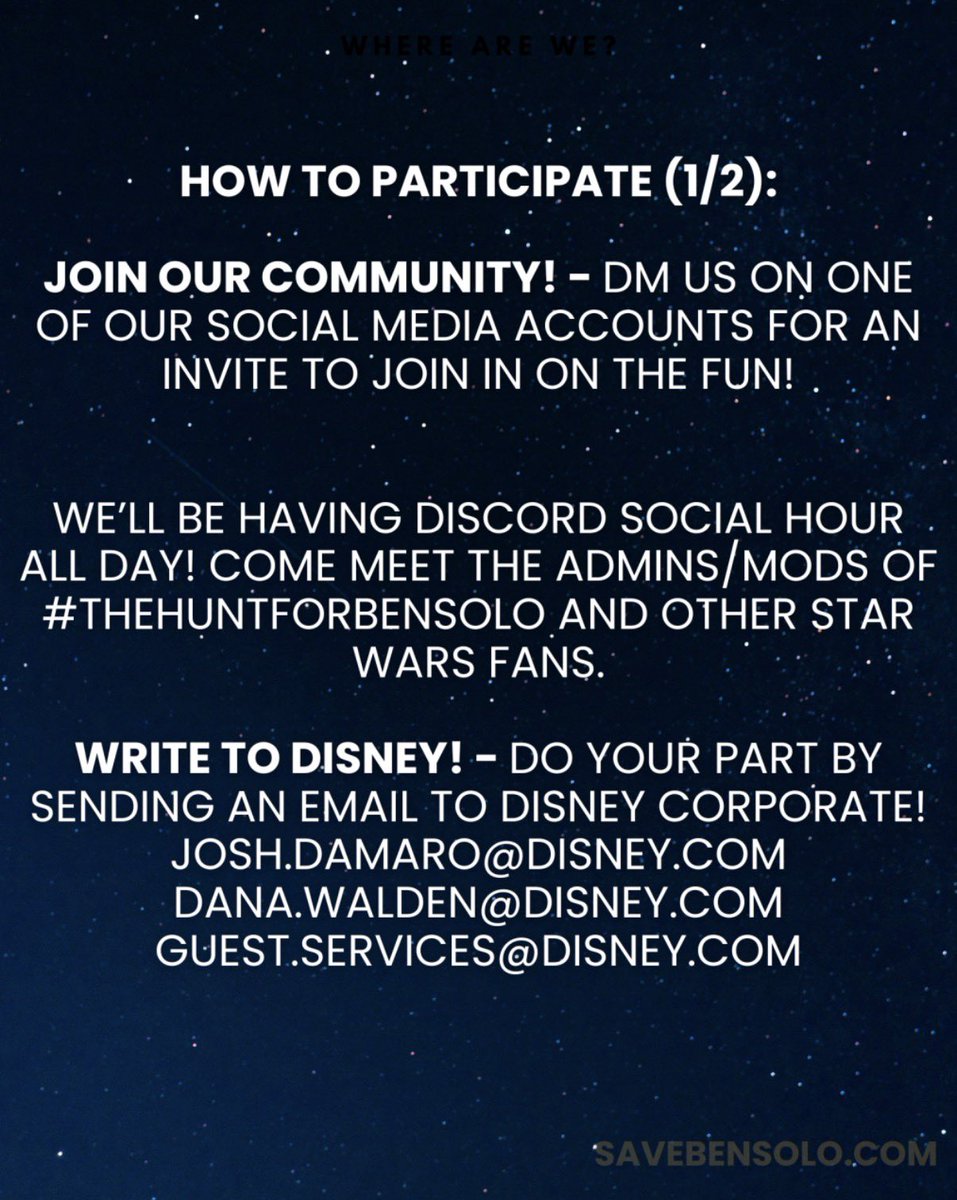 TheHuntForBen's tweet photo. Let's show Disney the demand for #TheHuntForBenSolo is worldwide! Here's how you can take part no matter where you are! #BenSoloLives #StarWars #DigitalRallyforBenSolo https://t.co/2OgJj7SnsJ