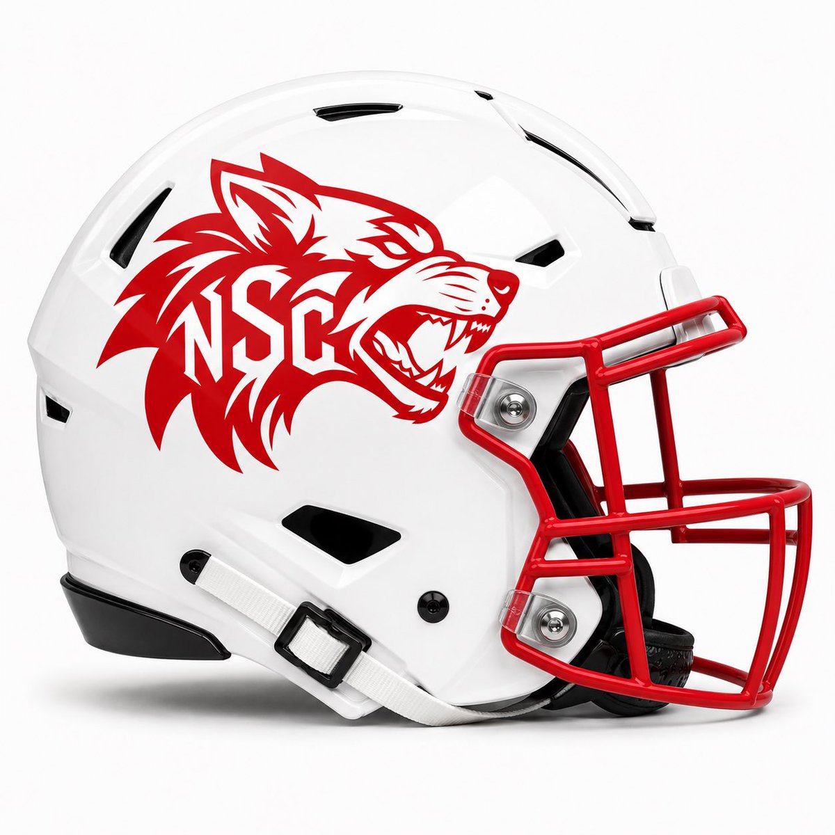 TimothyConnolly's tweet photo. Day 20 helmet release is the
NC State Wolf Pack.
I went with a fierce looking wolf head and incorporated the letters NSC as negative space in the wolf’s mane. #1Pack1Goal #GoPack #WPN #NCState #NCStateFootball #ACCFootball #cfb https://t.co/FV06hQ4dGL