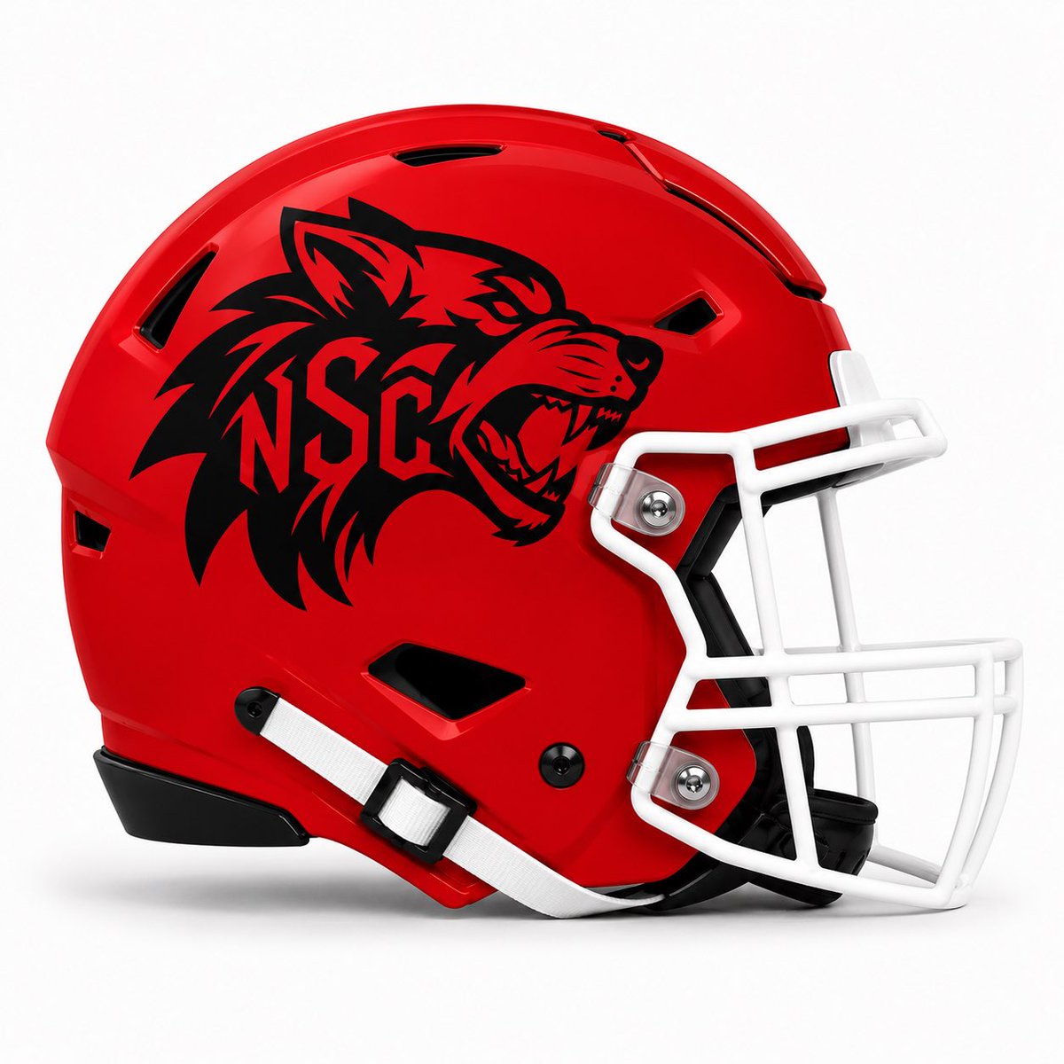 TimothyConnolly's tweet photo. Day 20 helmet release is the
NC State Wolf Pack.
I went with a fierce looking wolf head and incorporated the letters NSC as negative space in the wolf’s mane. #1Pack1Goal #GoPack #WPN #NCState #NCStateFootball #ACCFootball #cfb https://t.co/FV06hQ4dGL