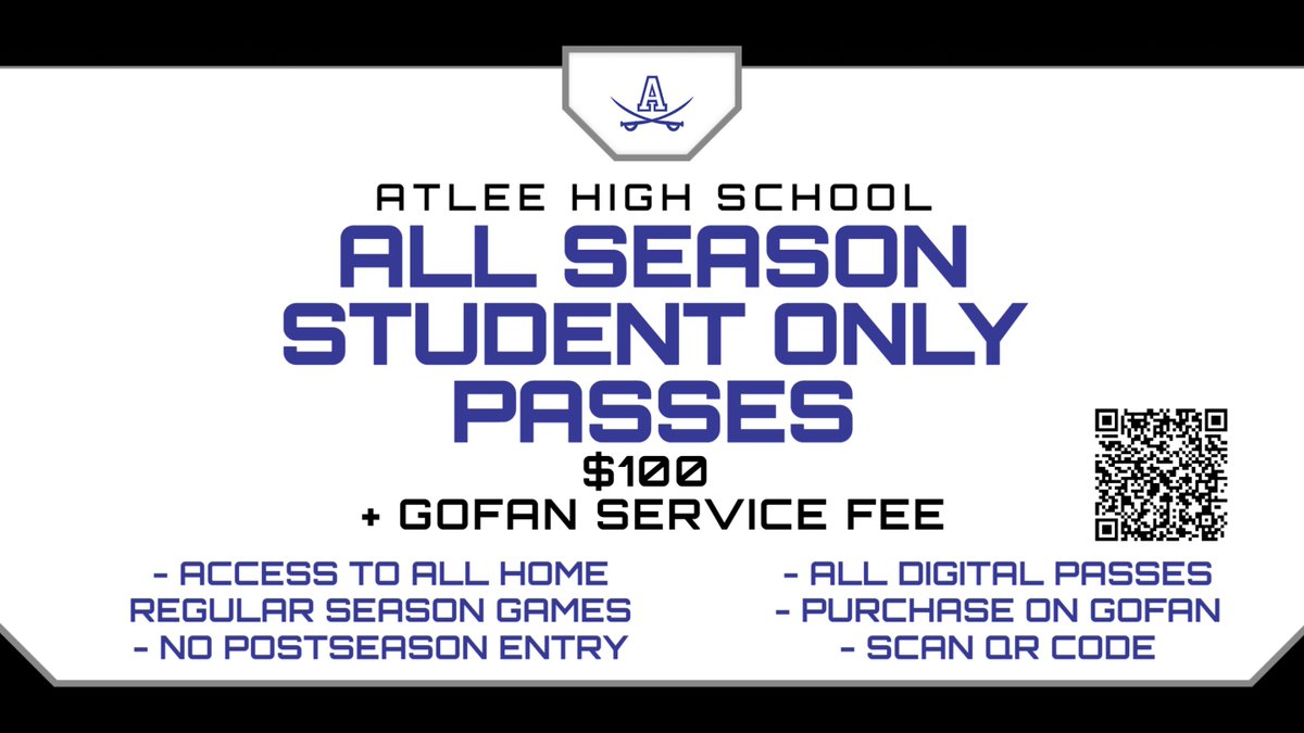 AtleeRaidersDSA's tweet photo. Raiders, don't miss a single home game this year. Grab your Sports Pass and get entry to every regular-season home game!

🎟️ Price: $100 (+ GoFan fee)

 Perk: Unlimited regular-season home game admission

📍 Get yours now on GoFan!

Note: excludes postseason events. https://t.co/eQNPKUY6Ds