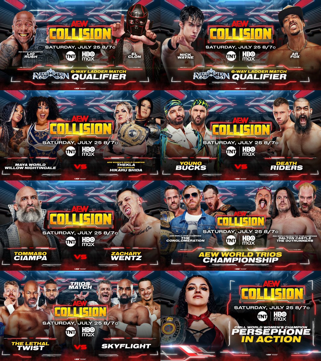 AllEliteLuke's tweet photo. Full #AEWCollision card for this Saturday night. https://t.co/C7DXOFbNGX