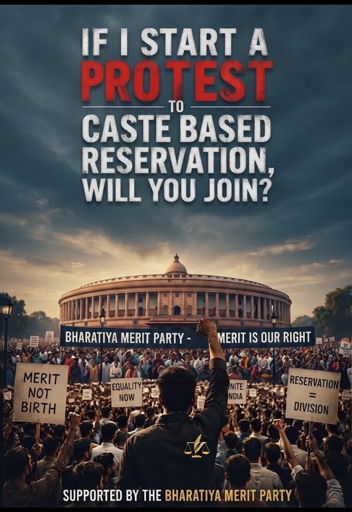 BMP4India's tweet photo. @Harshdubey9956 End Reservation 
Join us Now 
Follow Share 

#BharatiyaMeritParty #EndReservation https://t.co/qOw1pBqXPS