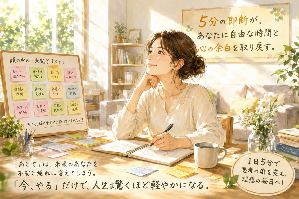 lovedogcat's tweet photo. ⏰「あとでやる」は、実は“時間”ではなく“人生”を少しずつ失っている言葉かもしれません。

「明日から始めよう」📅「時間ができたらやろう」💭「もう少し考えてから…」🤔
そうして気づけば、1週間、1か月、1年が過ぎていく。
人生を変える人と変えられない人の差は、才能でも運でもなく、**「今、動けるか」**なのかもしれません🔥
📖 『「あとでやる」がなくなる本：1日5分で人生を変える「即断・即決」の技術』 白石拓真 著
必要なのは、いきなり大きな挑戦をすることではありません。😒😂

⏱️まず5分だけ始める ⚡小さなことはすぐ決める 🚀完璧を待たずに動く 🌱小さな行動を積み重ねる
その習慣が、仕事💼、勉強📚、副業💻、片付け🧹、夢への挑戦🌈まで変えていきます。

💰Kindle版499円 📚Kindle Unlimitedならいつでも0円！

🔗 https://t.co/YkMRqXWIPI
🎧アレクサを無料DLすれば耳でも読めます♪ 🔗 https://t.co/JIcqrIUqdg
「いつか」は、待っていても来ません。
人生を変える最高のタイミングは―― **「あとで」ではなく「今」です。**🔥🔥🔥
#Kindle #先延ばし #行動力 #習慣化 #自己啓発 #時間術 #即断即決 #人生を変える #電子書籍