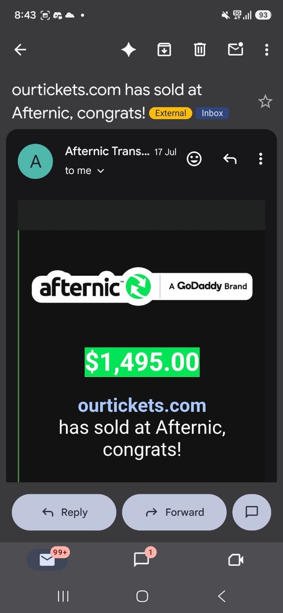 Dn_Folk's tweet photo. total sales from this portfolio at 499200. there was another low five fig sale in between.
had sold  O u r T i c k e t s ▪︎com for 1495 via @afternic sometime before. https://t.co/vVlR7IlOGS
