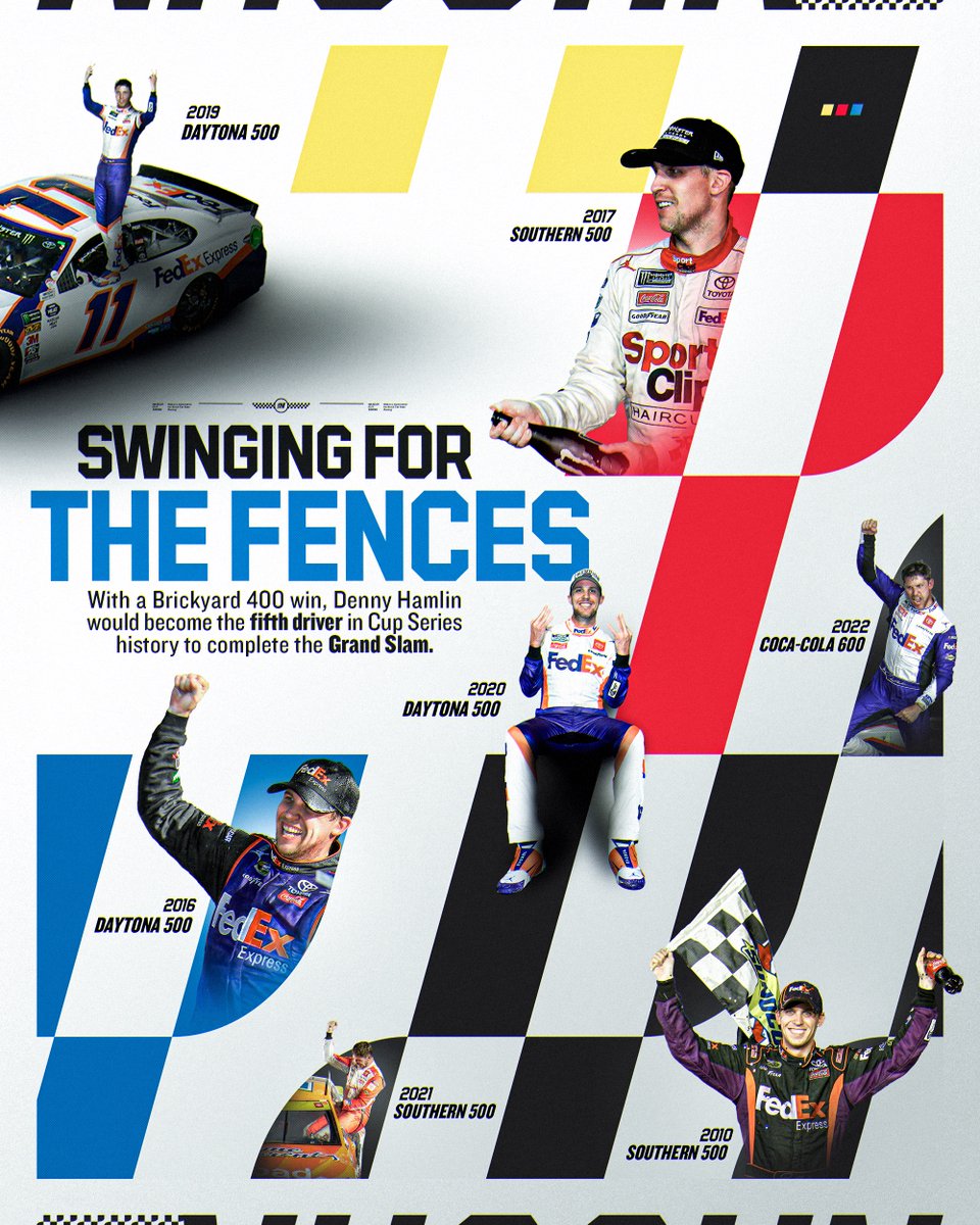 NASCAR's tweet photo. With a #Brickyard400 victory on Sunday, @dennyhamlin can seal the deal with a kiss on the bricks. https://t.co/fPNx6FNfku