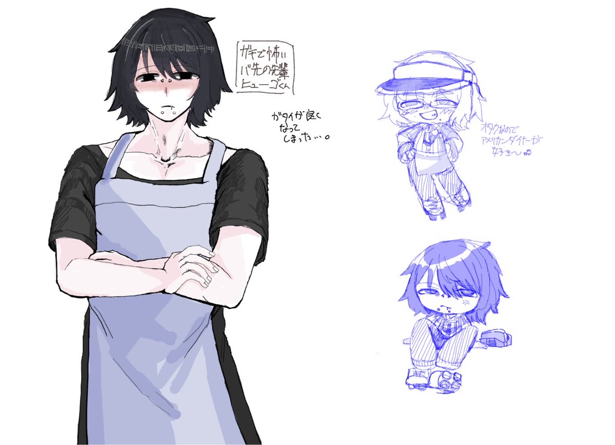 arigter_mo's tweet photo. 絵チャ　ヒューゴくんバ先の先輩概念と　アメリカンダイナーロペス兄弟 https://t.co/5gjKWwRfBC