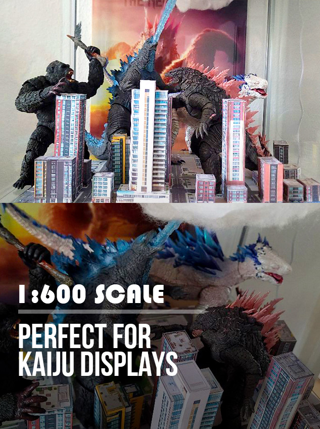 CityBuilderOn's tweet photo. Today I'd like to share an amazing display created by Mateo. Instead of building a peaceful city, he turned it into a battlefield for his Hiya Toys Godzilla collection—and the 1:600 scale works surprisingly well for giant monsters! https://t.co/qPbTRO5dgI