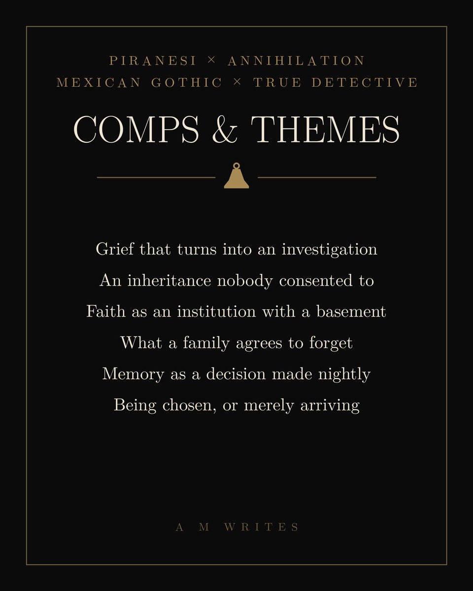 AMWritesBooks's tweet photo. THE BELLS OF TRIKUTA | literary horror | 71k

"The tongue was still warm when they placed it on the scripture."

🔔 A wife murdered in a temple
🔔 An archivist who buried what he saw at seven
🔔 A city built on something that answers

#QuestPit #Q #A #H #LF https://t.co/2UyqSNUYCX