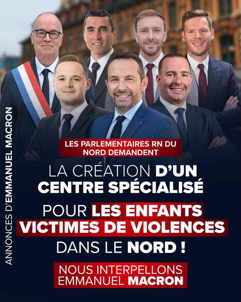 Tesson59's tweet photo. Avec les parlementaires du Rassemblement National du Nord, nous demandons qu’un des sept futurs centres de soins destinés aux enfants victimes de violences familiales soit implanté dans notre département. https://t.co/IQPNHXAlTU
