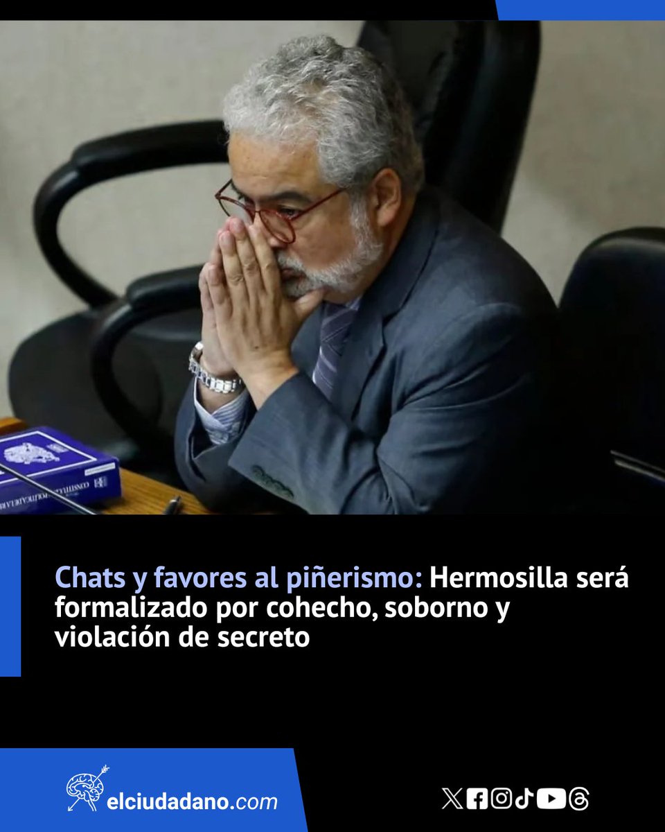 El_Ciudadano's tweet photo. El abogado Luis Hermosilla se enfrentará a una nueva formalización el 26 de octubre por cohecho, soborno y violación de secreto, como parte de una investigación basada en chats con el exfiscal Manuel Guerra, que revela una 'estructura triangular' que incluía al exministro Andrés Chadwick para canalizar información reservada a cambio de réditos políticos y laborales

¿Y tú, qué opinas? ¡Te leemos en los comentarios!

Lee la nota completa en el link 🔗https://t.co/rn18jZmxkw