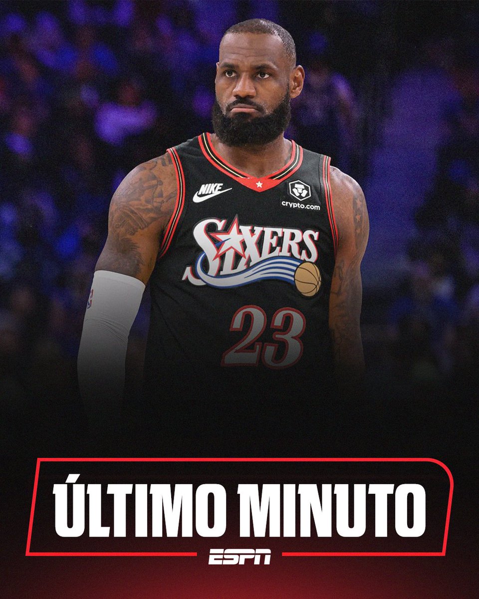 ESPN_DO's tweet photo. 🔥 LeBron James firmará con los Philadelphia 76ers por dos años y 8 millones de dólares con opción de jugador, según Klutch Sports Group y el CEO de Klutch y presentador del programa Game Over, Rich Paul, a ESPN.
#NBAxESPN https://t.co/bsXe2FASAo