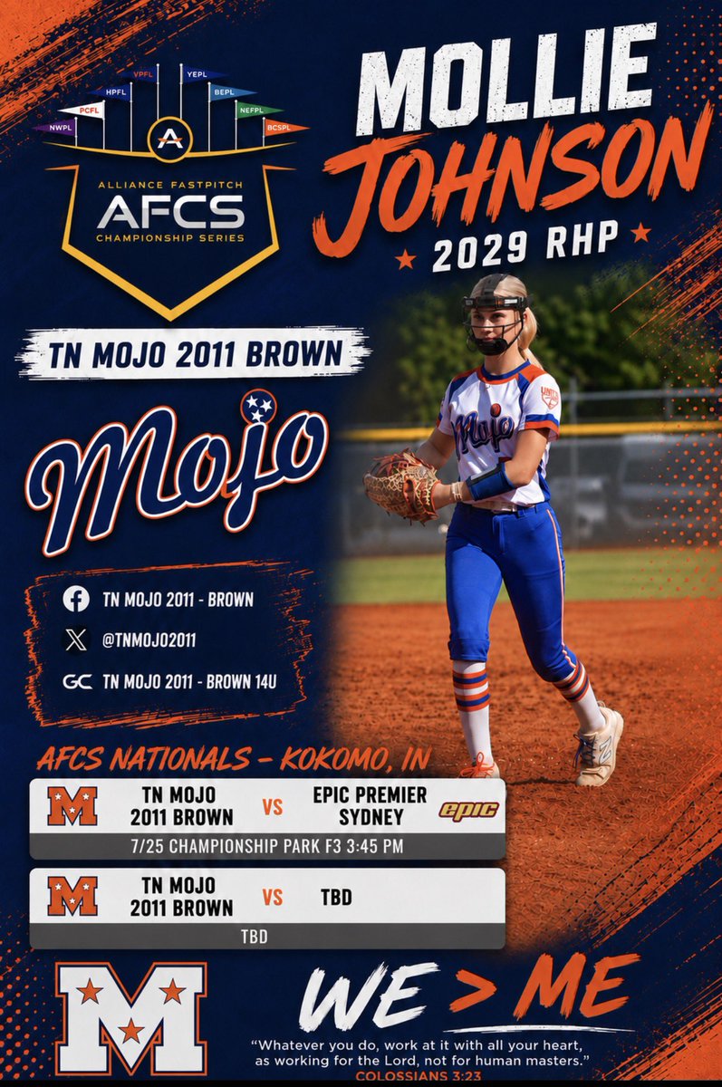 MollieJohn67453's tweet photo. Updated schedule! 🚨

My first game at AFCS Nationals is Saturday (7/25) at 3:45 PM ET.

Hope to see you in Indy!! 🥎

@tnmojo2011 @CoachMike_FCS @LadyCommanderSB @dorris53

@FastpitchPower @D1Softball @D1ProScouts @CAASoftballAdv @LineDsoftball @SoftballDown @MaxPreps @ConnectSports_ @ExtraInningSB @los_stuff @SBRRetweets @ALLNJSoftball @raj_manjrekar @DfwSho @gatorjack72 @SoftbalAmerica @prepsrecruit @usaimpact_us @NCAASoftball @USASoftball @PrepSoftball