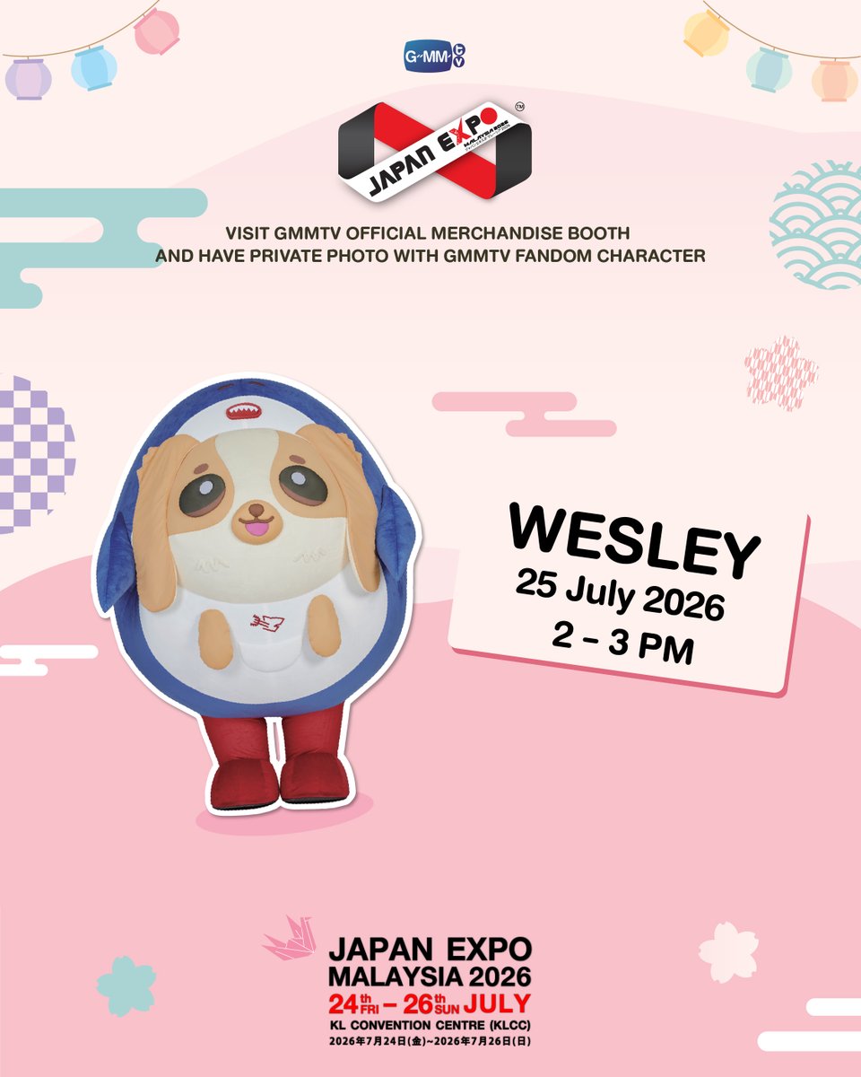 GmmtvShop's tweet photo. Today meet Wesley at JAPAN EXPO MALAYSIA 2026.

Visit GMMTV OFFICIAL MERCHANDISE booth and have private photo with Wesley.

25 July 2026
2 - 3 PM
KL Convention Centre (KLCC)

#Japanexpomalaysia2026
#GMMTV https://t.co/QazhY9vtAz