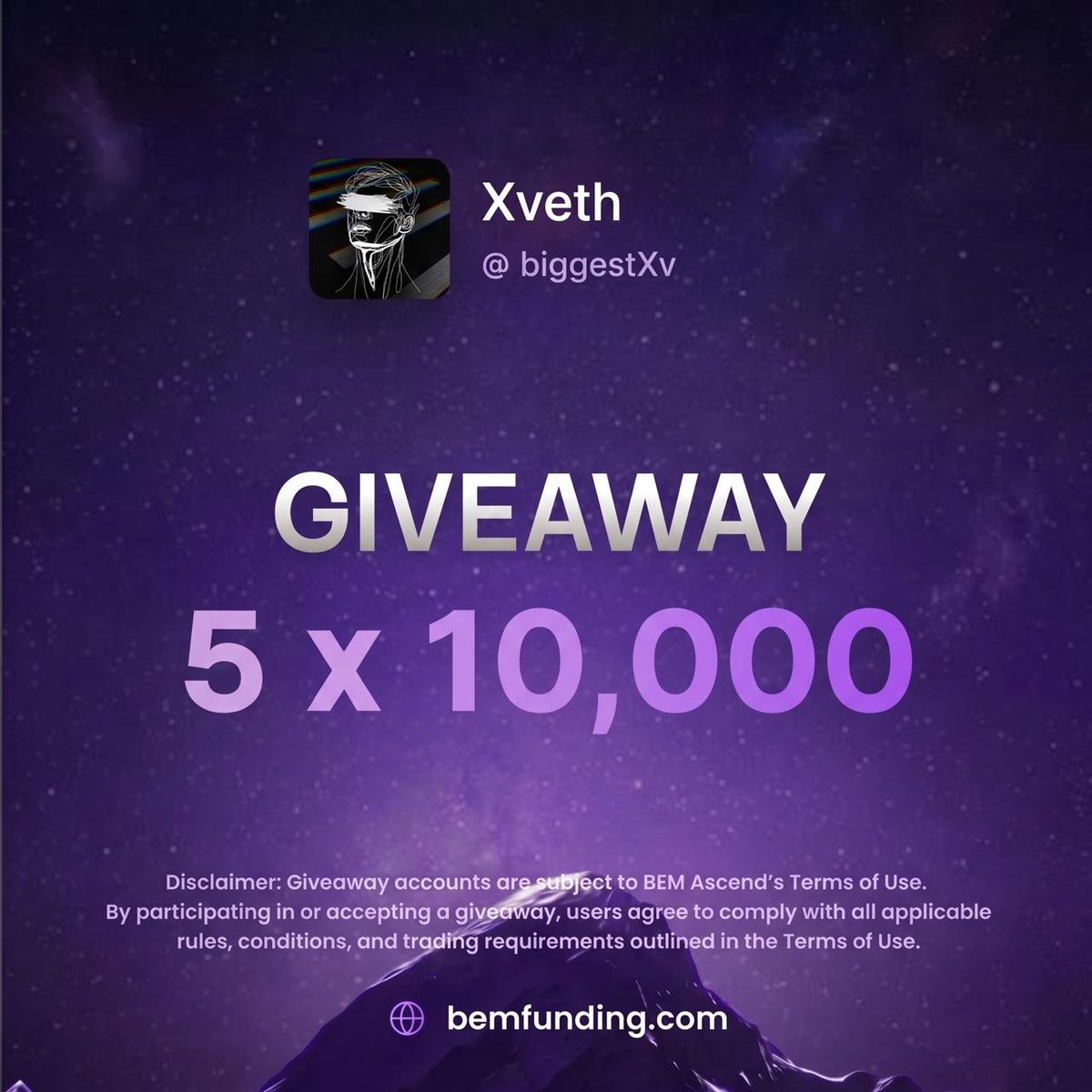 biggestXv's tweet photo. 5 x 10000  Giveaway

• Follow @BemFunding @0xdd11a @biggestXv
• Like, repost this post, and tag a friend.
• Vote for BEM Funding on Prop Firm Match: https://t.co/cr34g3D4aF
• Follow IG @bemfundingofficial 
Subscribe: https://t.co/vQOjuqshv3

• Drop proof of completion in the comments.