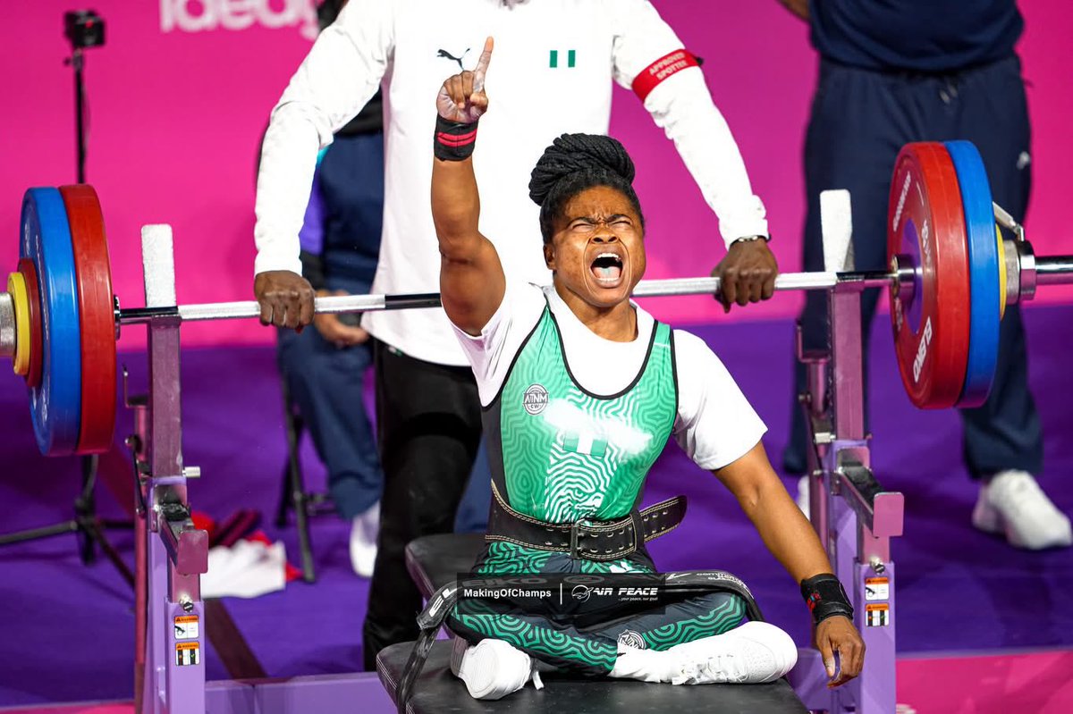 topelizbeth's tweet photo. Yes, she did it

FIRST GOLD for Team Naija! 🥇🇳🇬
Esther Nworgu storms to victory in the Women’s Lightweight Para Powerlifting at #Glasgow2026!
She set TWO new Games Records on her way to the top of the podium. What a performance! 🔥💪
#TeamNigeria #Powerlifting https://t.co/ujfAuOsK2z