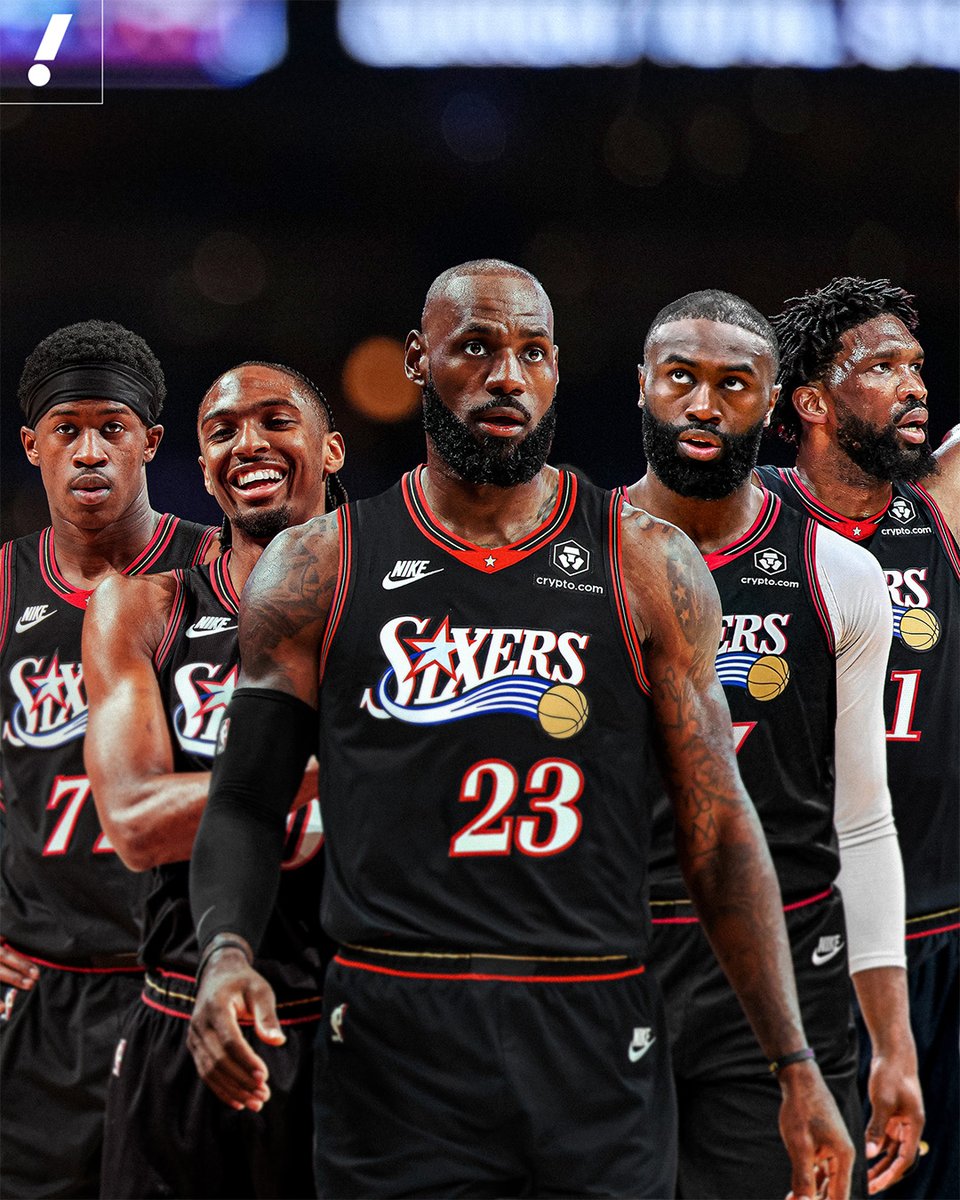 YahooSports's tweet photo. The 76ers are absolutely STACKED 🤯

Is this the NBA's best starting 5? 👀 https://t.co/jD2XPfoVIa