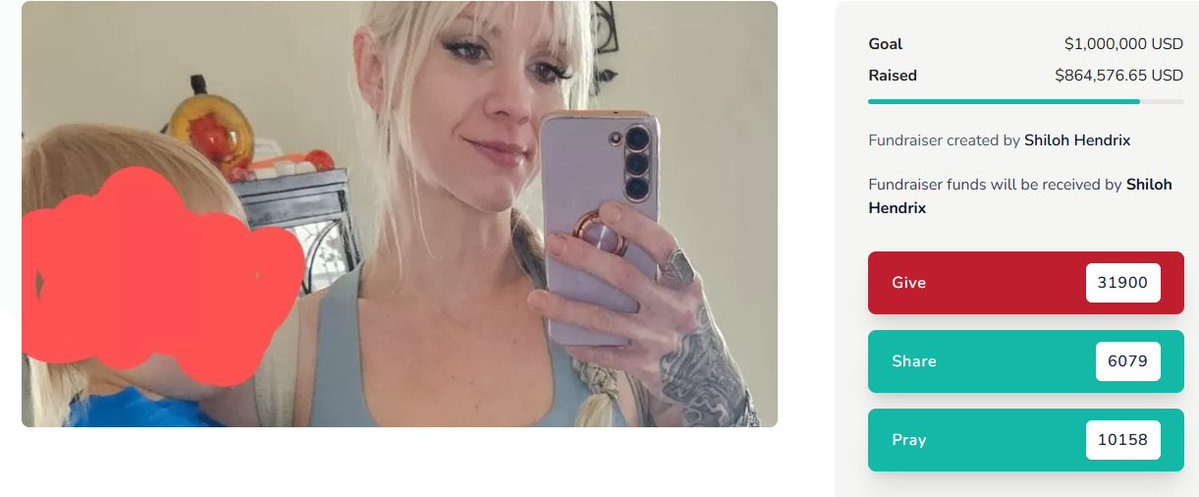 _VictoryOrDeath's tweet photo. Shiloh Hendrix's fundraiser increased by nearly $15,000 in the past 12 hours. ⚡️ https://t.co/ccrAK1ZzwR