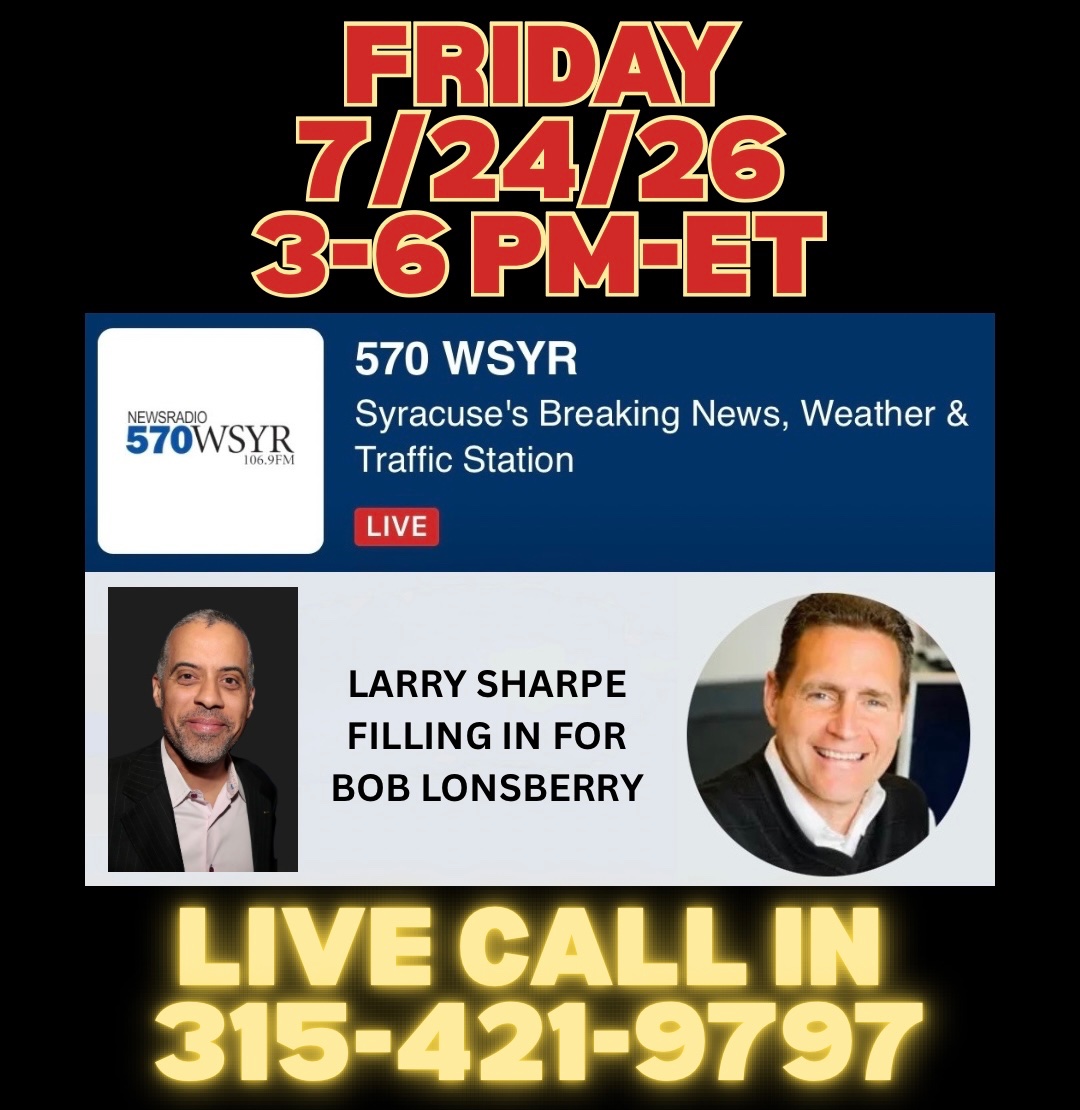 LarrySharpe's tweet photo. Tune in LIVE Today (Friday) as I fill in for Bob Lonsberry from 3-6PM-ET. 

iHeart radio link will be in comment section. https://t.co/T7eQ46tduK