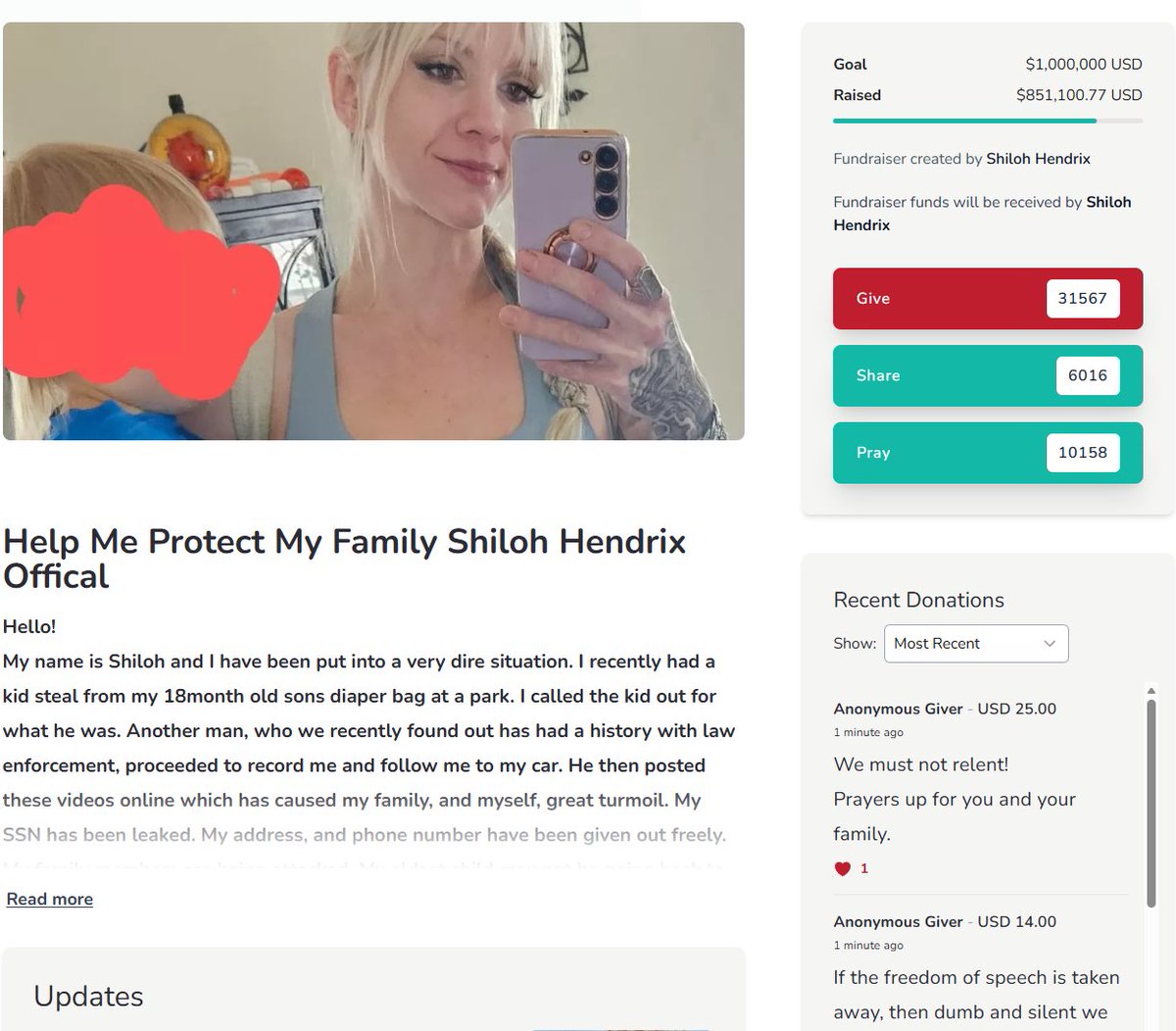_VictoryOrDeath's tweet photo. Shiloh Hendrix's fundraiser increased by nearly $15,000 in the past 12 hours. ⚡️ https://t.co/ccrAK1ZzwR