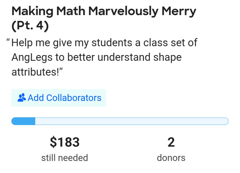 MelissaKumanski's tweet photo. @KrocksPage @DonorsChoose I'm Melissa! 👋
My #DonorsChoose project for math manipulatives needs $183 to be funded! 🚀

Concrete math tools lead to the mastery of abstract math concepts for students! #iteachmath

We'd ❤️ your support with a RP or tax-deductible donation of any size!
https://t.co/xYIL9wvw6e https://t.co/gStVX3lYic