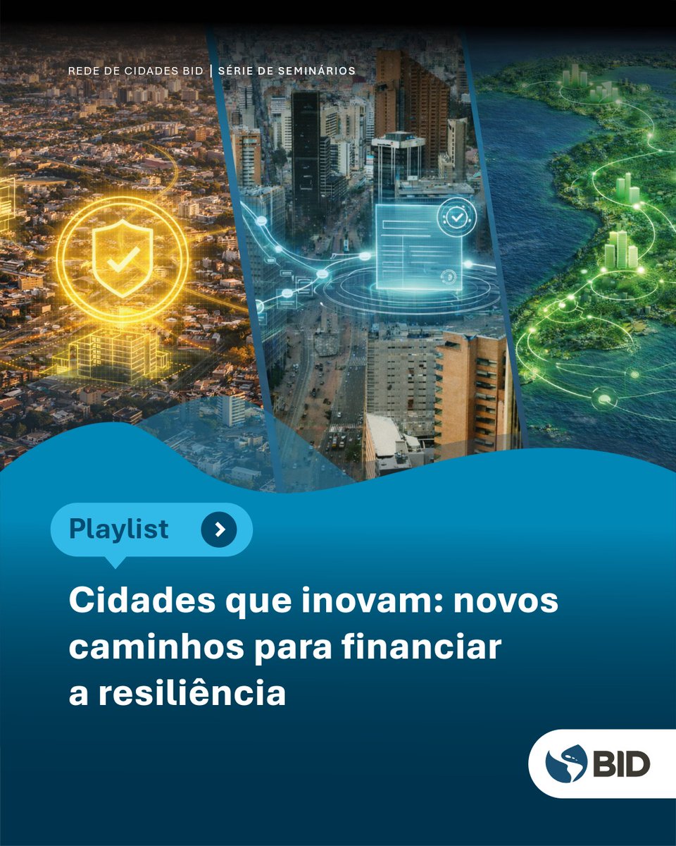 bidbr's tweet photo. 📺 Já disponível no YouTube: "Cidades que inovam: novos caminhos para financiar a resiliência" 

🎥 Como as cidades da #AméricaLatina e do #Caribe podem financiar a resiliência de forma mais estratégica para enfrentar uma lista cada vez maior de desafios? 

Nossos webinars com trazem algumas respostas — e a playlist completa já está disponível aqui. 
→ https://t.co/jmblyju6Xc