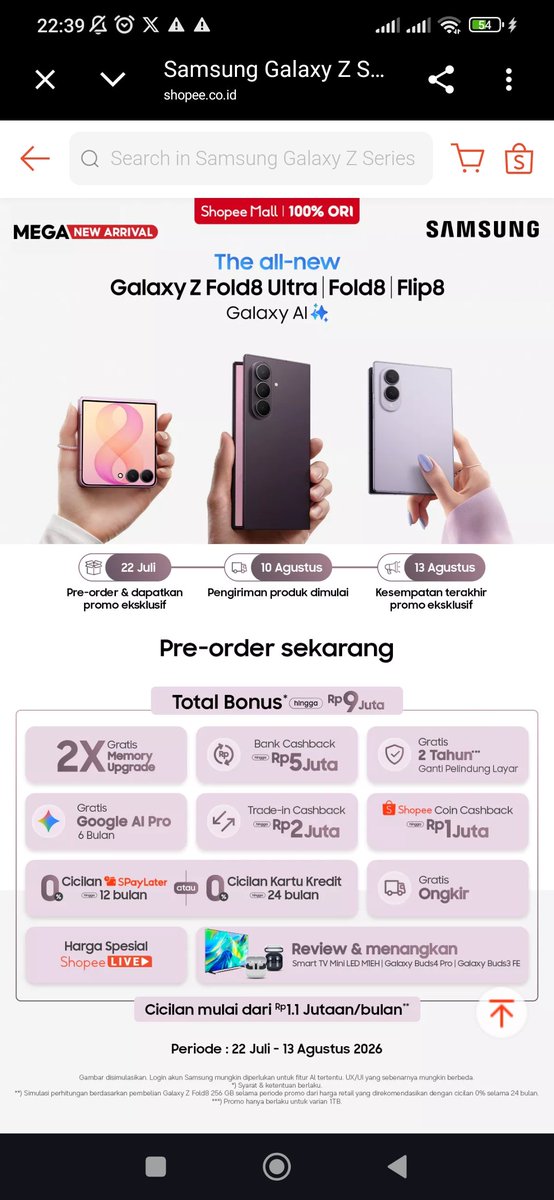 griyafa's tweet photo. @ShopeeID Siap cobain #GalaxyZFold8 karena suka banget sama rasio baru layarnya yang nyaman banget untuk nonton konten favorit #GalaxyZFold8xShopee #FoldTheDoubt ❤️

Semesta doakan ku punya HP inii 
Min pick akooh boleh bangett min,
gabakal kutolak asliii 🙌🏻👉🏻👈🏻
mau buat baca e-book min https://t.co/fHt1zLoAkI