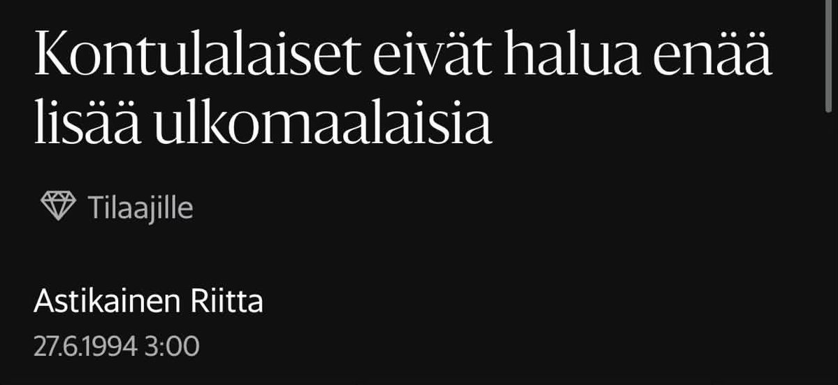 ramikurimo's tweet photo. Kontula ja ulkomaalaiset

1) ”Kontulalaiset ovat huolissaan ulkomaalaisten lukumäärästä alueella”

2) ”Me päiväkotien johtajat ja koulujen rehtorit olemme havainneet viime aikoina vierasmaalaisten paluumuuttajien ja pakolaisten asuttamisen seurauksena lapsissa ja nuorissa levottomuutta ja esiintyviä ongelmia”

3) ”suuri määrä vierasmaalaisia lapsia saa aikaan monenlaisia ongelmia ja ristiriitatilanteita, joista voi ajan myötä syntyä arvaamattomia seuraamuksia”

Lähde: HS, 1999