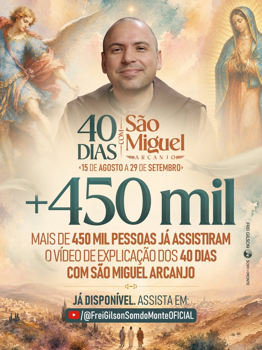 FreiGilsonCMES's tweet photo. Mais de 450 mil pessoas já assistiram ao vídeo de explicação dos 40 dias com São Miguel. Está disponível no canal do YouTube. E você já assistiu???

LINK PARA ASSISTIR: 👉 https://t.co/rd8sZmg58t https://t.co/zmvBmEyJmu