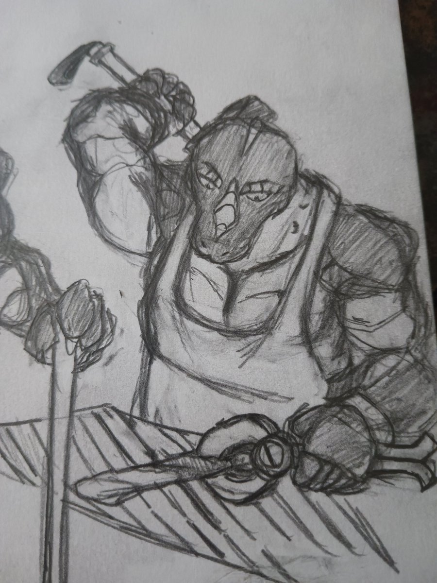 waspixs's tweet photo. @BolandLHB 's Dendralan race, specifically a blacksmith. First time I've ever made a guy this muscular, so go a bit easy on me, yeh? https://t.co/w4noLIlV4z