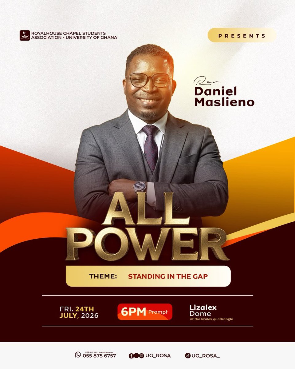 TheRosaUg's tweet photo. IT'S TODAY. 🔥
ALL POWER kicks off tonight with Rev. Daniel Maslieno.
Theme: STANDING IN THE GAP
📍 Lizalex Dome | 6PM Prompt
Come hungry. Come ready. 🙌
#AllPower2026 #StandingInTheGap #RosaUg https://t.co/e91FiMse6T
