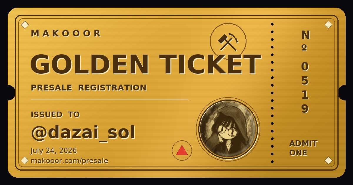 dazai_sol's tweet photo. I've registered for the Makooor presale 🌕 https://t.co/2iCu2FgKKA https://t.co/Xr6lSRPADJ