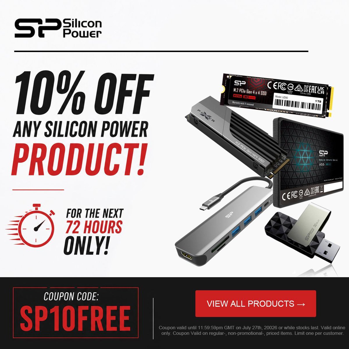 MemoryC's tweet photo. β° Your free coupon expires in 72 hours!
Upgrade with Silicon Power SSDs, USB drives, memory cards & more.
ποΈ Use code SP10FREE before it's gone.
Shop now π https://t.co/0eaQITsrC7
#SiliconPower #TechDeals #SSD #NVMe #PCGaming #StorageUpgrade #CouponCode #LimitedTime https://t.co/To7qrUVxlC