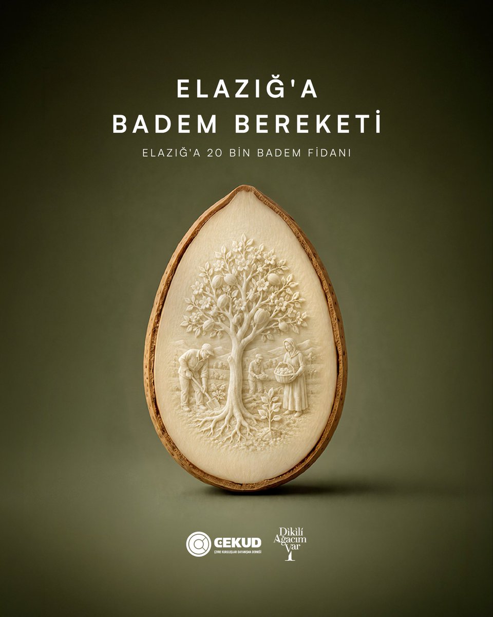 cekud's tweet photo. Doğaya güzellikle atılan her imza geleceğe bırakılan bir mirastır. Siz de Elazığ'a 20 Bin Badem Fidanı kampanyamıza destek olarak geleceğe nefes olabilirisiniz.

#ÇEKUD #DikiliAğacımVar #Elazığ https://t.co/fvkwcyy0L3