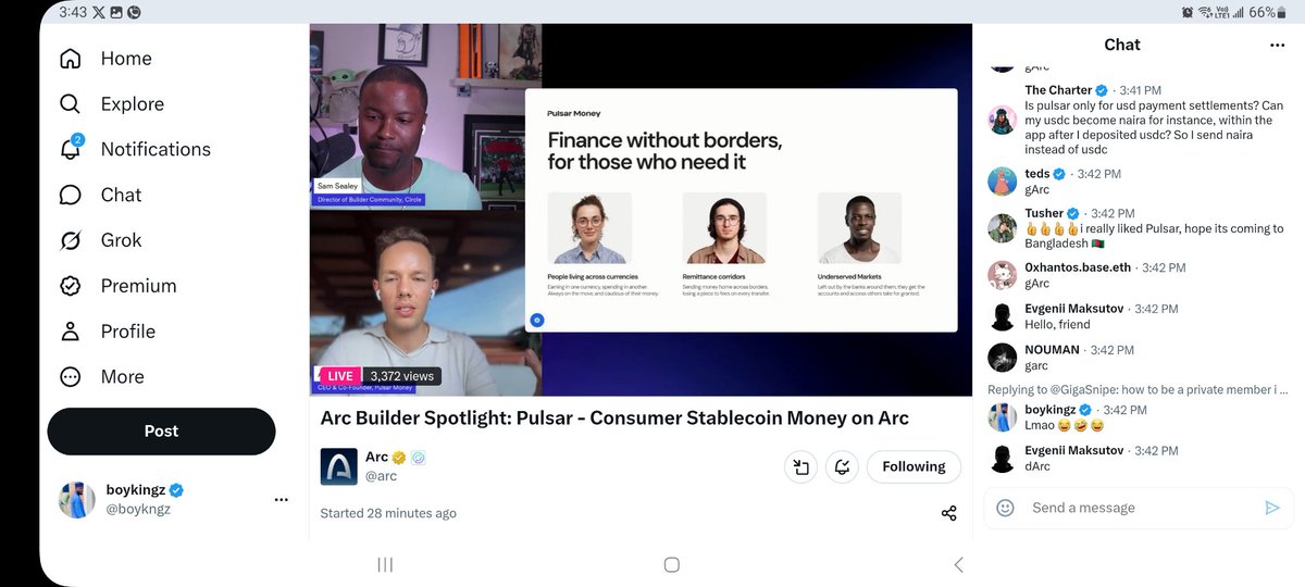 boykngz's tweet photo. Just finished watching the Arc Builder Spotlight: @PulsarMoneyApp Consumer Stablecoin Money on @arc with @samconnerone and @Alex__Radu and honestly, there were some really interesting insights.

One thing that stood out to me was Alex’s response to a question about account recovery. The onboarding experience is being designed to feel just like using a regular app, no seed phrases or complicated setup. Users will be able to sign up with their email, password, or phone number, while passkeys and other recovery solutions are also in the works.

This is a big deal because making stablecoin payments simple and familiar could help bring more everyday users into the ecosystem.

I’m really curious to see how this works in practice.

What are you most excited about with Pulsar?
The simple onboarding?
Account recovery?
Stablecoin payments?
Or the overall vision of bringing stablecoins to everyday users?

Drop your thoughts below 👇