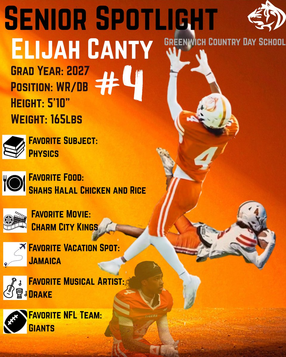 Football_GCDS's tweet photo. #4 Elijah Canty, the electrifying athlete from Norwalk, CT, is poised to continue making plays all over the field. Get your popcorn ready! #FAST https://t.co/7xqlqCL8yq