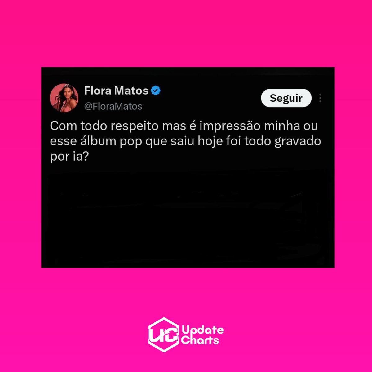 updatecultura's tweet photo. Flora Matos em nova publicação no X/Twitter:

“É impressão minha ou esse álbum pop que saiu hoje foi todo gravado por ia?” https://t.co/xBHbMpySbH