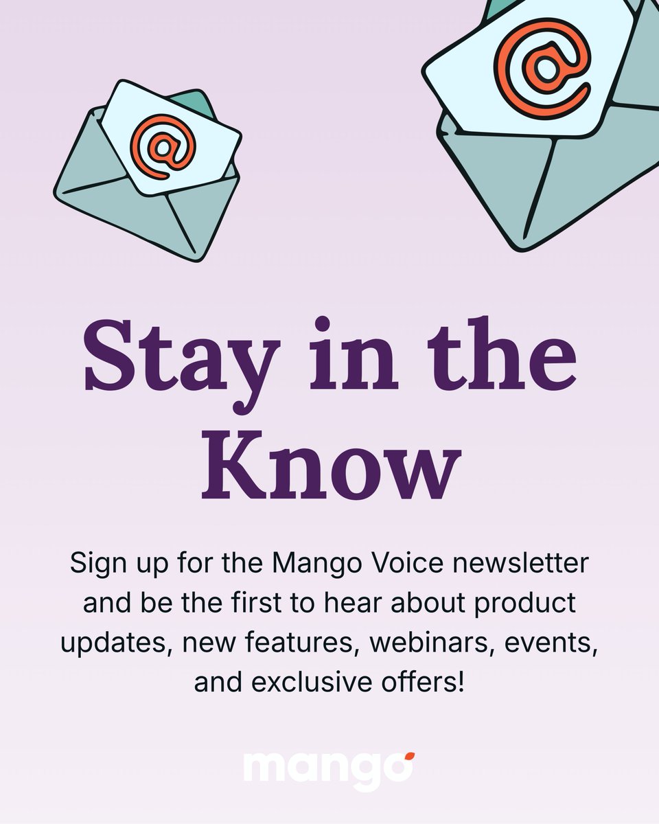 mangovoice's tweet photo. Stay connected with everything happening at Mango Voice! 📬

Be the first to hear about new features, product updates, webinars, events, customer success stories, and exclusive offers.

Sign up for our newsletter here: https://t.co/YRjxVZD8So https://t.co/kwwH9GFB3g