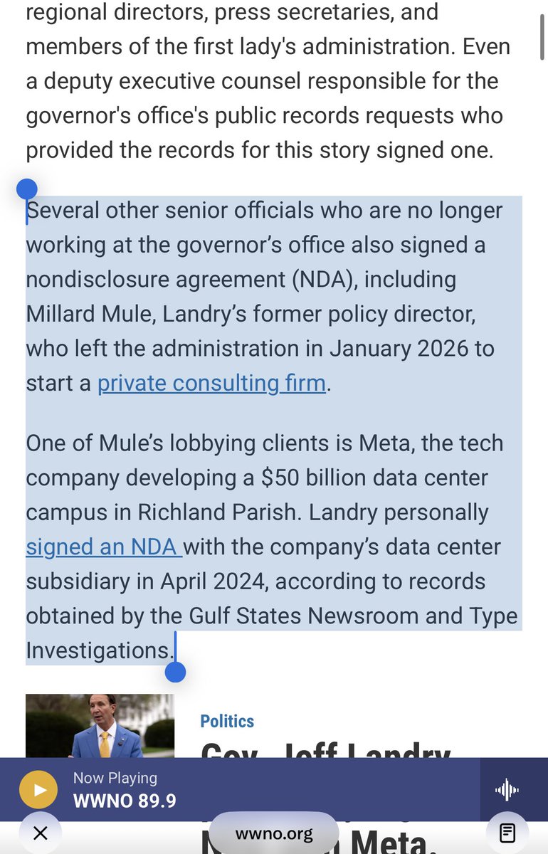 ag_landry's tweet photo. @millardmule is making money lobbying for Meta after signing an NDA with them https://t.co/wV6qVhxtlW