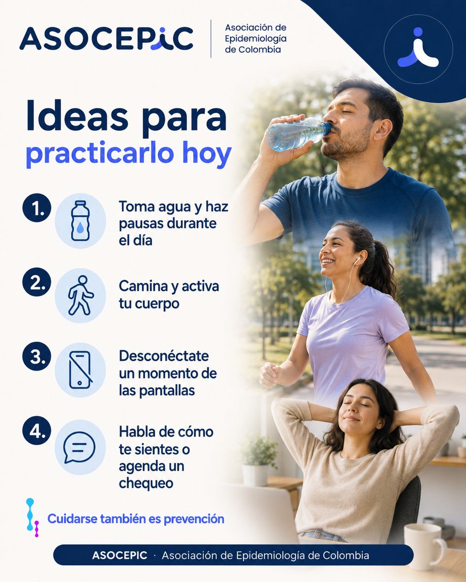 asocepic's tweet photo. Cuidarnos también es salud pública.
En el Día Internacional del Autocuidado, desde ASOCEPIC queremos recordar que la salud también se construye en las decisiones pequeñas y cotidianas: descansar, alimentarnos bien, mantenernos activos, cuidar nuestra salud mental. https://t.co/qCGftsGIg6