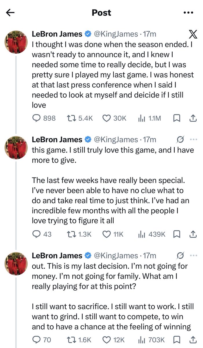 HUCosell's tweet photo. My biggest takeaway is him saying he has never been in this position before, where he really wasn’t sure what to do. Think about it, he’s been a phenom for a lot longer than his playing career. I think this level of autonomy—the one that comes with uncertainty was enjoyable https://t.co/b1M4zuctc3