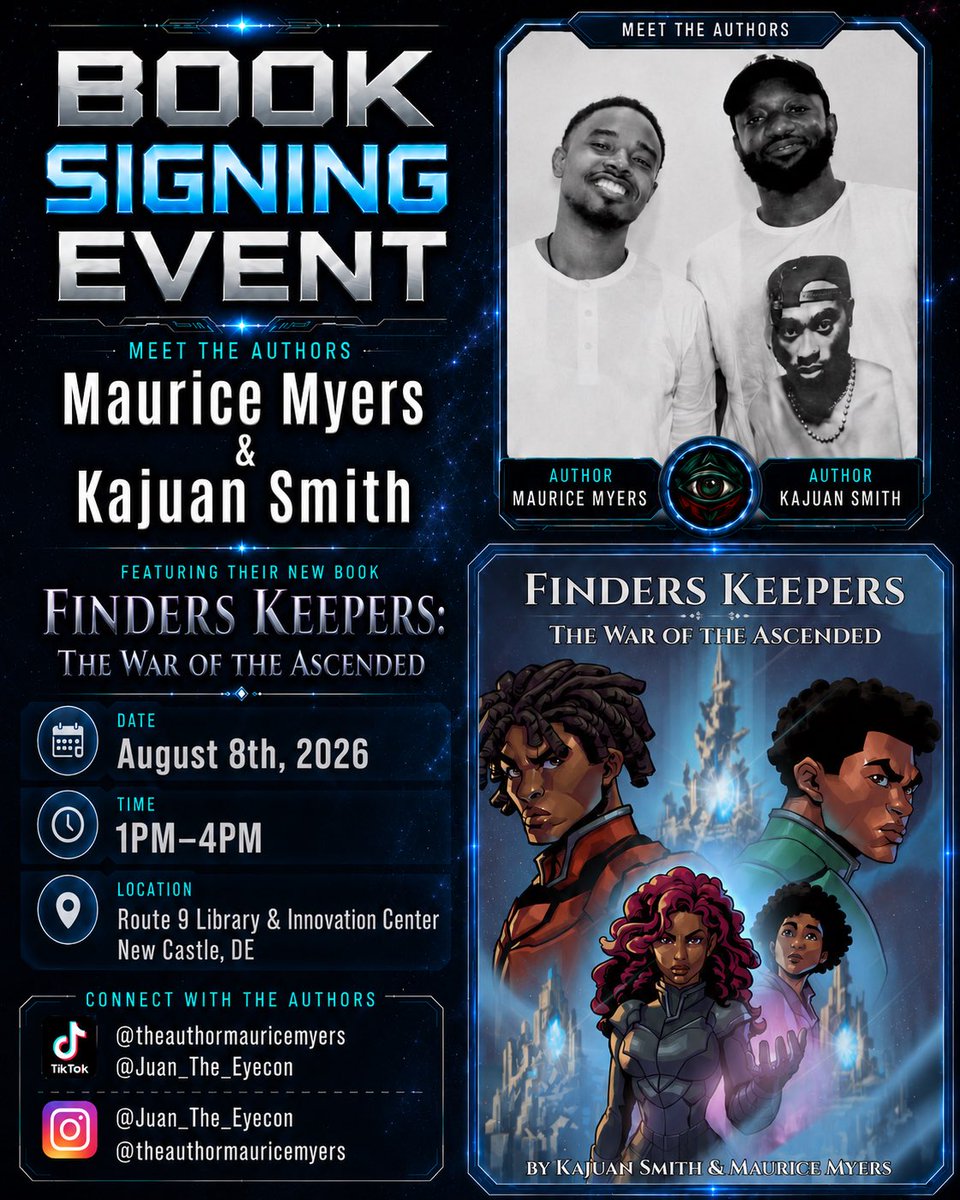 RS_Reese1's tweet photo. AUGUST 3RD!!! Delaware, Philly, NJ, NY, MD PULL UP to our double Book Signing https://t.co/EVPFUinuEi