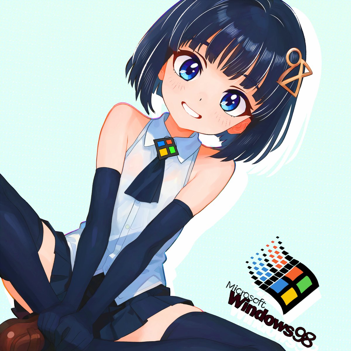 tukiyono's tweet photo. こんばんはでただいまです
今日ははっちゃん(日本語版Windows98発売日)の
お誕生日なので描きました　#OS娘 https://t.co/NezsbNIdgb