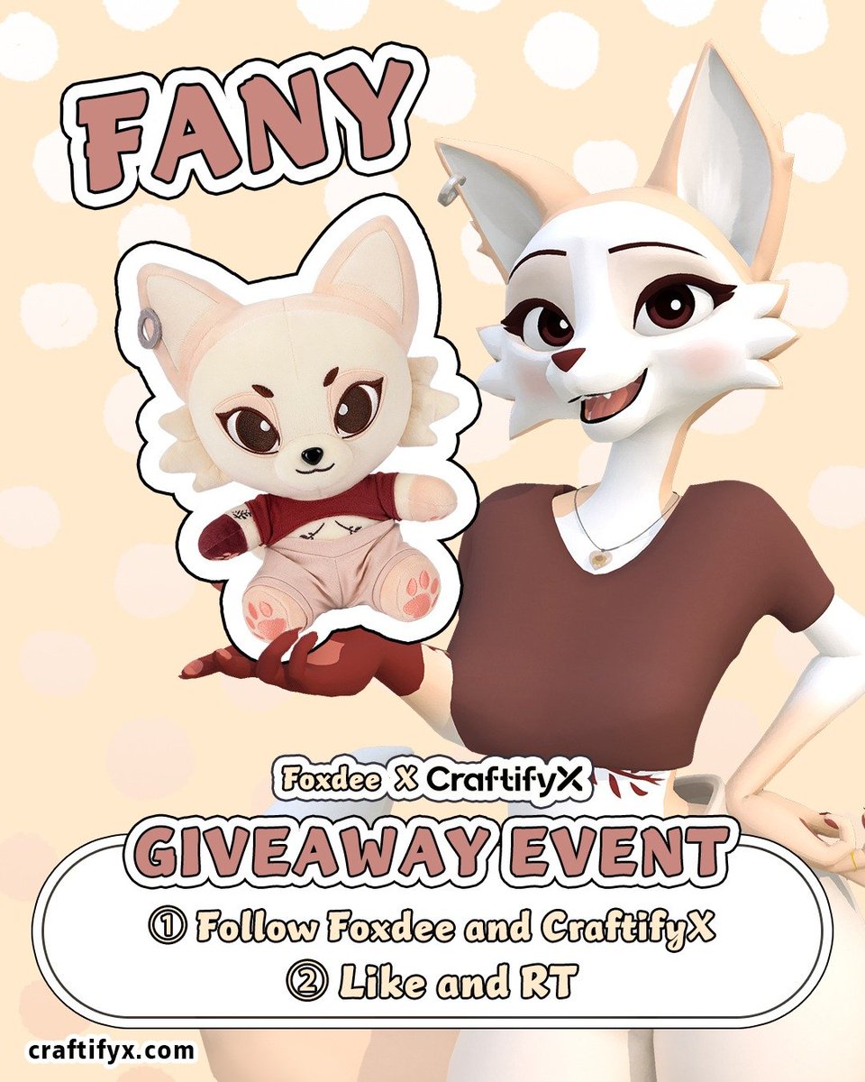 VFoxtail_Arts's tweet photo. ✨ Fany Plush GIVEAWAY! ✨

To celebrate the collaboration with @craftifyxco, we're giving away ONE adorable Fany Plush to one lucky fan!
⚠️Shipping fee not included⚠️

⬇ How to enter:
①- Follow @VFoxtail_Arts & @craftifyxco 
②- Like & RT this post 
③- Comment "GIB THAT PHOPS" below! 
🎁 Prize: One lucky winner will receive a Fany Plush! ⏰ Ends: July 29 

 Take her to your home!

#CraftifyX #CraftifyXPlushie