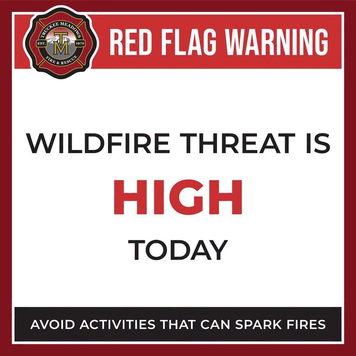 TMFPD's tweet photo. Red flag warning in effect from 1 pm today (Friday) until 9 pm tomorrow (Saturday) due to gusty winds up to 35 mph and very dry conditions.
Please refrain from any outdoor activities that could spark a fire, as the fire threat is high.
#RedFlagWarning #TMFR #fireprevention https://t.co/RPP2RmDWHz