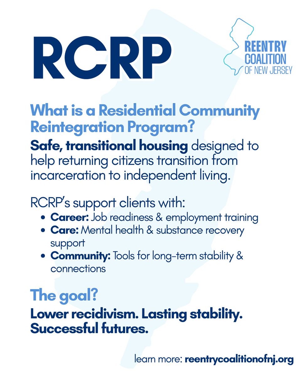ReentryCoNJ's tweet photo. Not all #reentry programs are the same – and every justice-involved individual’s path back to their communities looks different.
 
Learn more about how RCRPs and CRCs support successful reentry. 👇 https://t.co/53I3uMQkj5