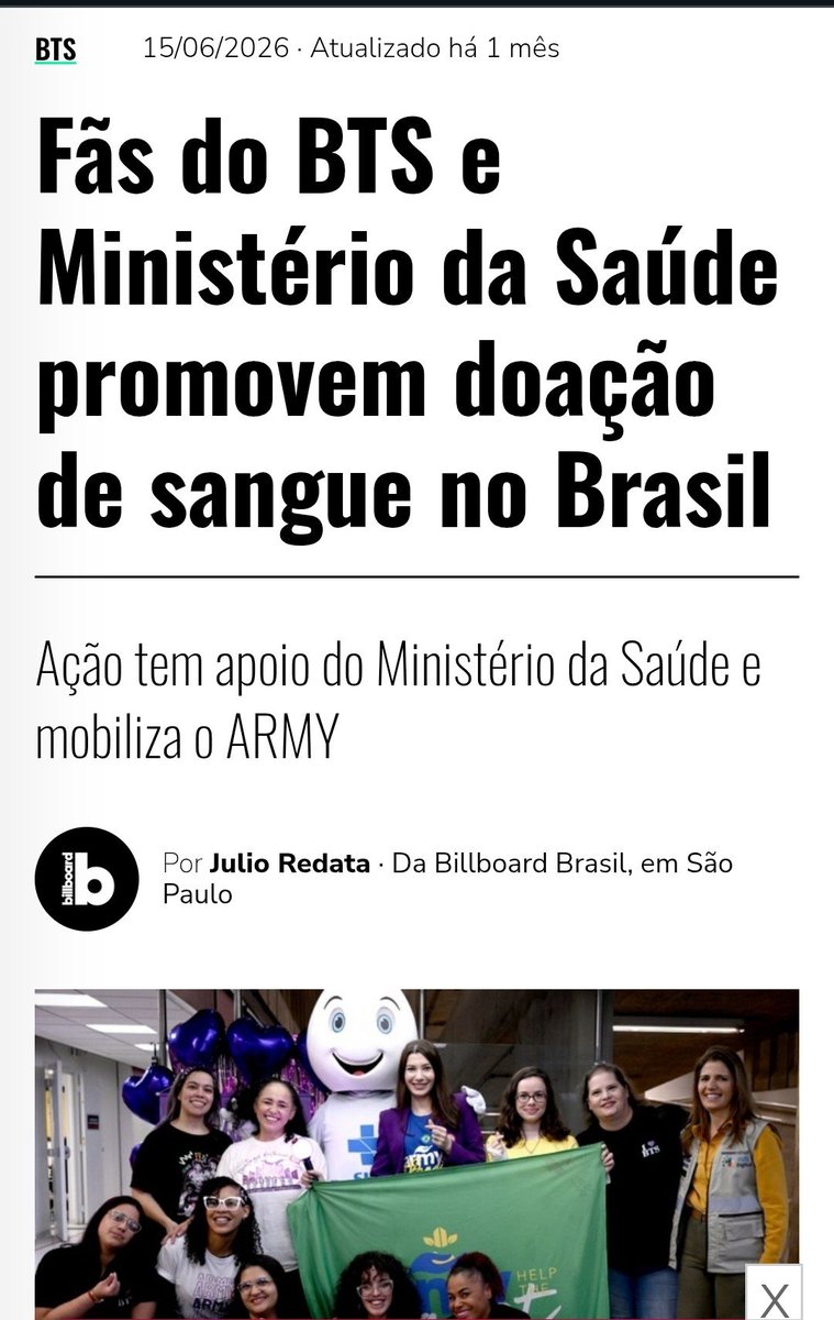 IPurpleYou_Nari's tweet photo. Eu na verdade nunca vi um fandom tão envolvido em causas sociais como o army, eu já estive em muitos fandoms e não lembro de nenhum que tenha se juntado tantas vezes para doar 

Tem até parceria com Ministério da Saúde https://t.co/tUAb3P9TI1