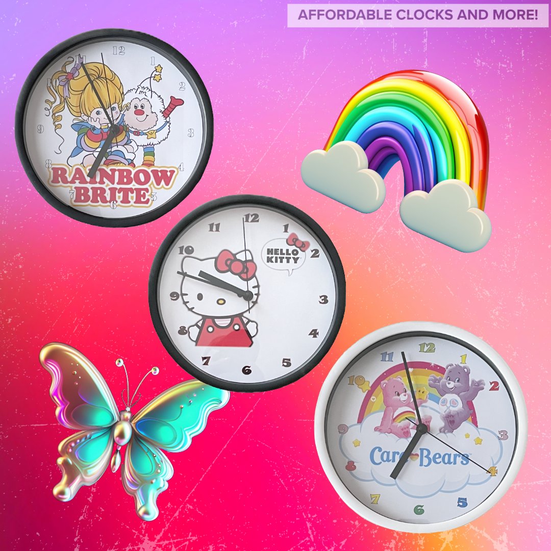 affordableclock's tweet photo. Time travel to the 90s!

Who remembers Lisa Frank and other 90’s faves? Add a touch of nostalgia to your space with these fun clocks! Shop now at https://t.co/Jub5Zu3COT and support local businesses. Something timeless for everyone! ⏰✨ https://t.co/ScEMc8XU3K