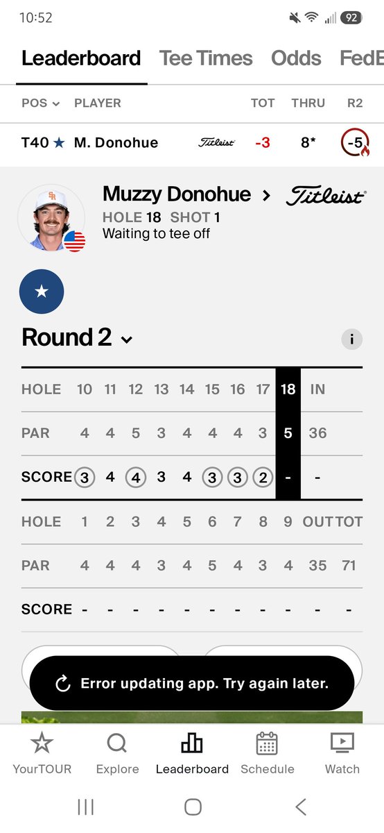 Gorgamatic21's tweet photo. Magical first 8 holes today for Muzzy. 🔥🔥🔥🔥🔥 https://t.co/SDGMPu2Buw
