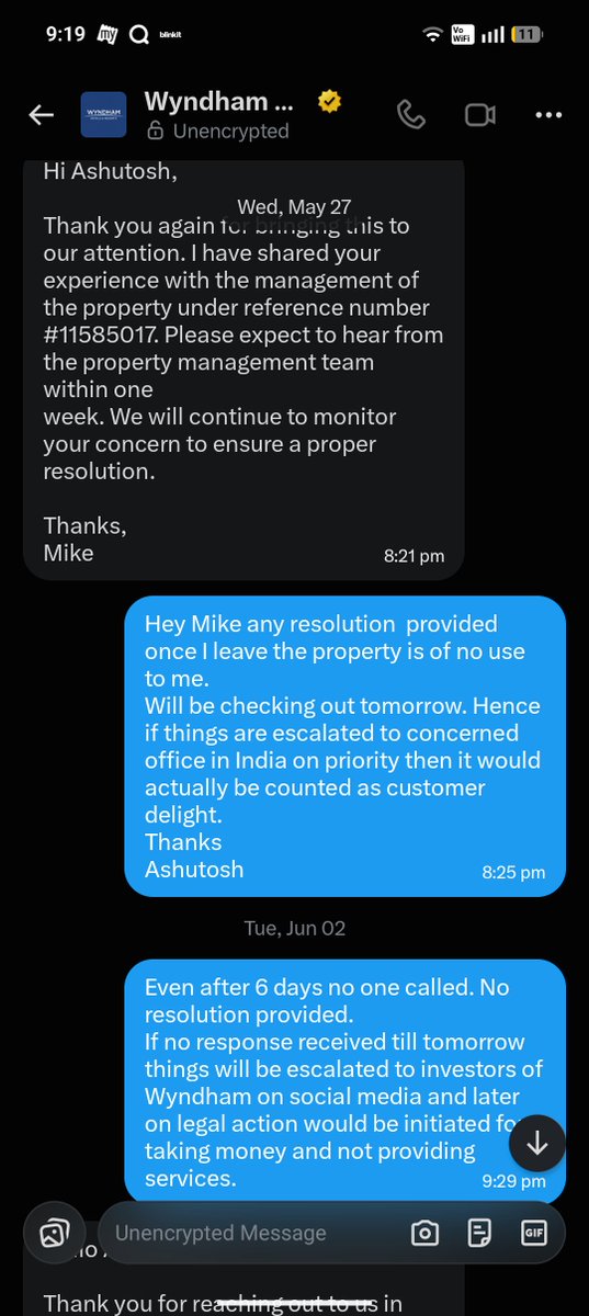 Ashutosh6121's tweet photo. @WHRSupport @WyndhamHotels Height of unprofessional behaviour no resolution provided till date. https://t.co/XG1Ym2N6vL